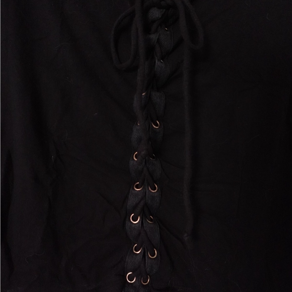 Seriously Sweet Treats Black Lace-Up Crop Top